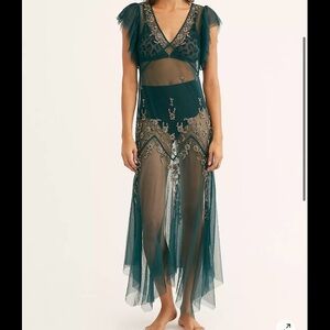 Free People Intimately Annabelle Embellished Maxi Slip NWT